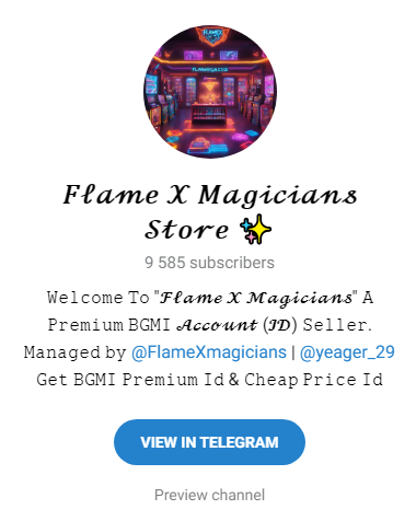 BGMI Account Store Telegram Channel